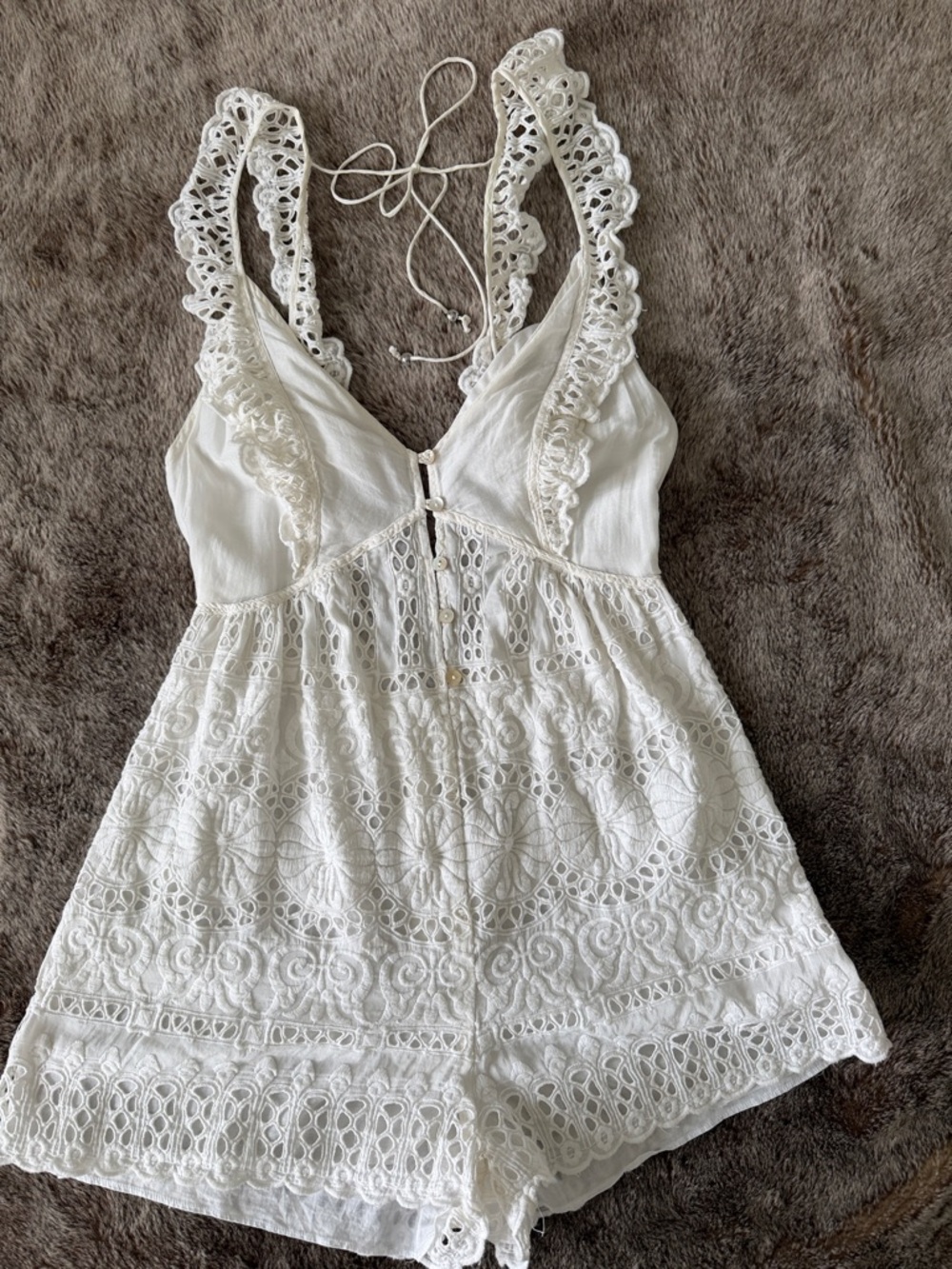 Zimmermann White Crochet Lace Romper 0 XS